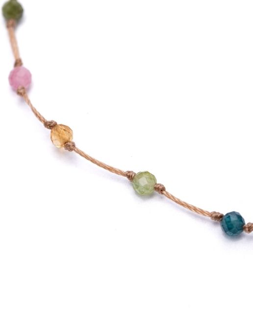 Bracciale multistrand con perline miste su filo regolabile - immagine 2