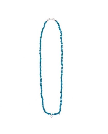 Collana lunga Bali con apatite blu e charm in argento con zirconi