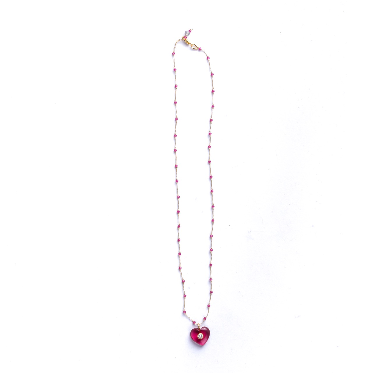 Amuleto Cuore Rosa con Zircone - immagine 2