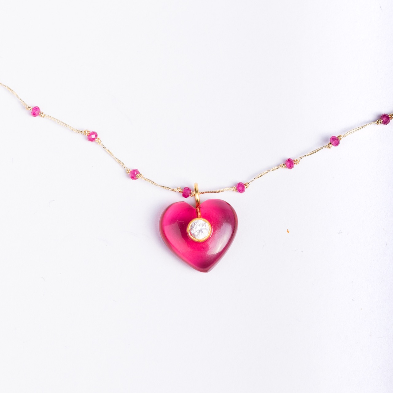 Amuleto Cuore Rosa con Zircone - immagine 3