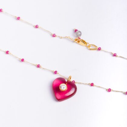 Amuleto Cuore Rosa con Zircone